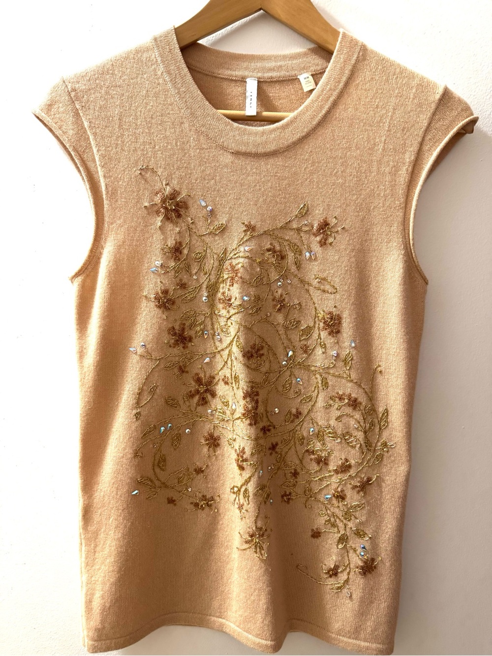 LISLI Embellished cashmere Sleeveless Knit Tank Top - Beige